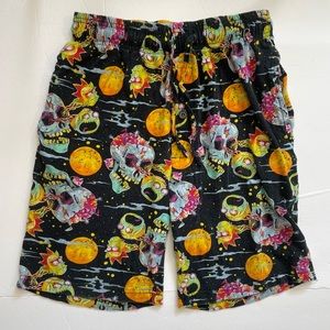 Rick and Morty Skull Candy Ride Pajama Cotton Elastic Waist Shorts Men’s Small